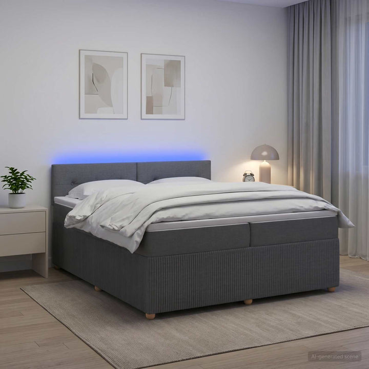Boxmadras med topmadras Mørkegrå 200 x 200 cm Stof