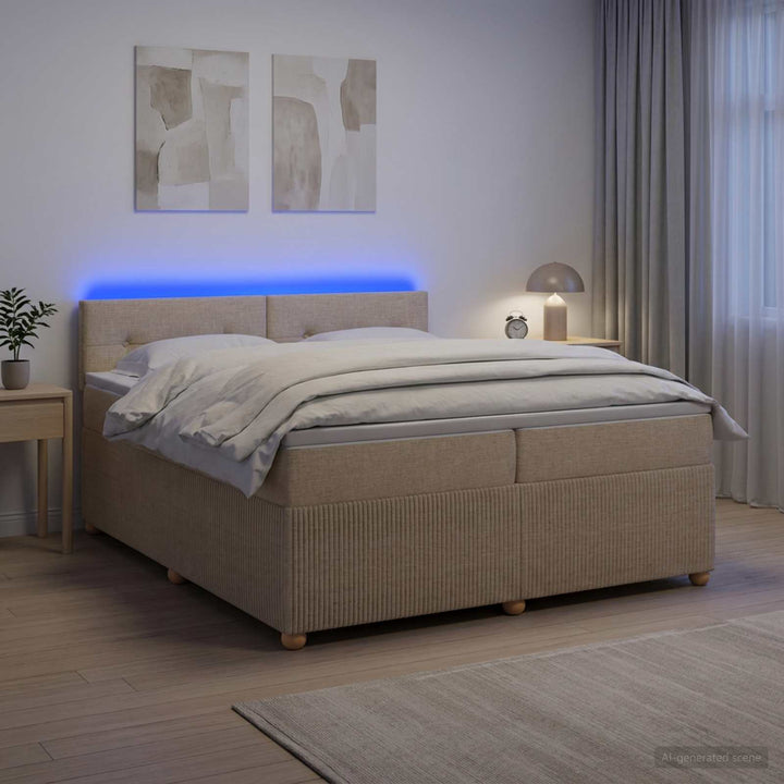 Boxmadras med topmadras Cremefarvet 200 x 200 cm Stof