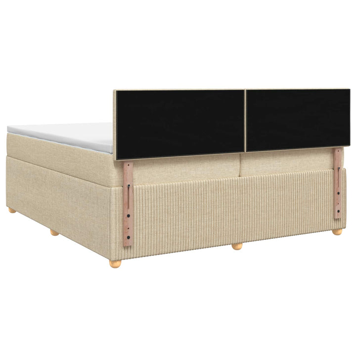 Boxmadras med topmadras Cremefarvet 200 x 200 cm Stof