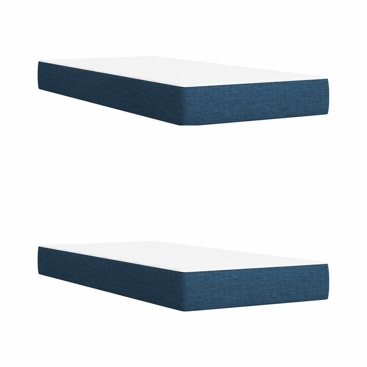 Boxmadras med topmadras med hovedgærde Blå 200 x 200 cm Stof