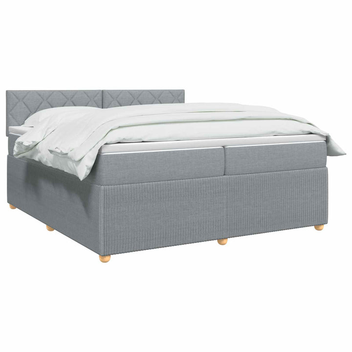 Boxmadras med topmadras Lysegrå 200 x 200 cm Stof