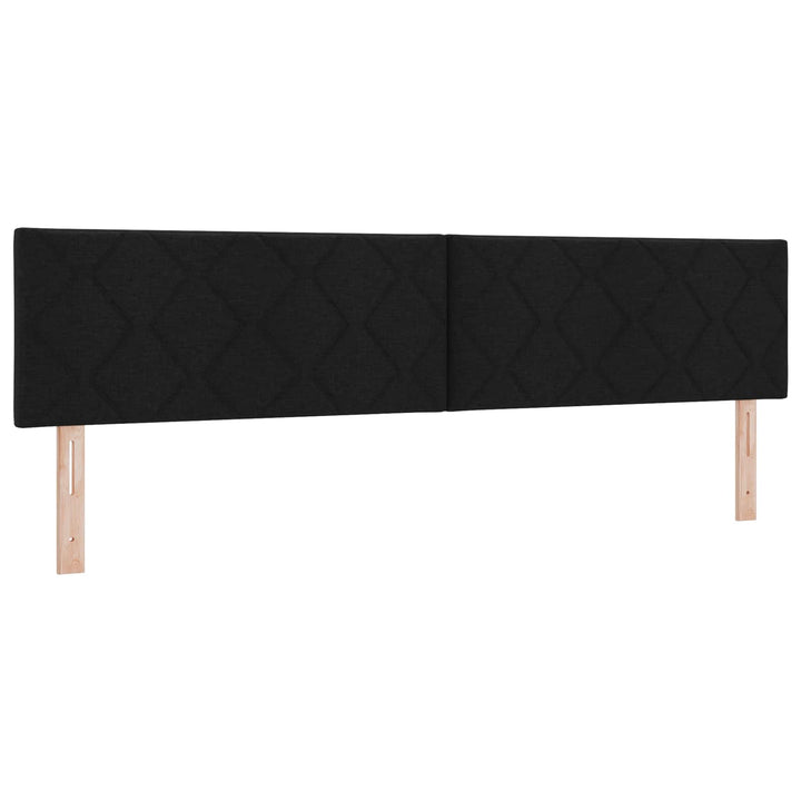 Boxmadras med topmadras med hovedgærde Sort 200 x 200 cm Stof