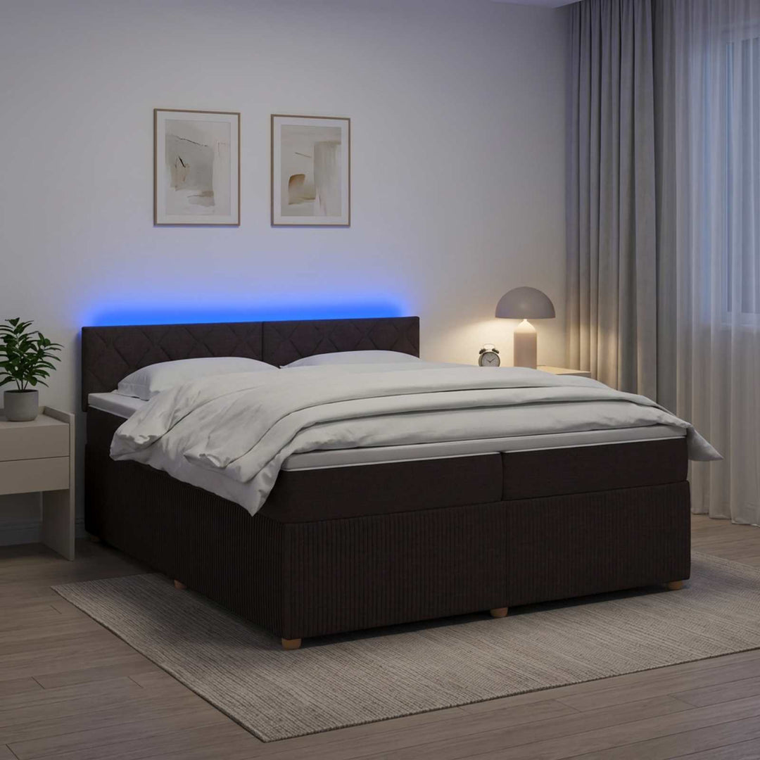 Boxmadras med topmadras Mørk Brun 200 x 200 cm Stof