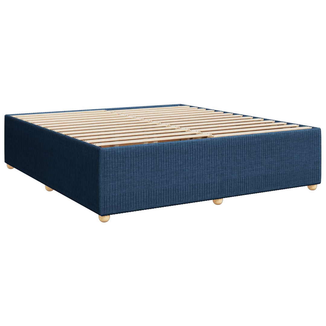 Boxmadras med topmadras med hovedgærde Blå 200 x 200 cm Stof