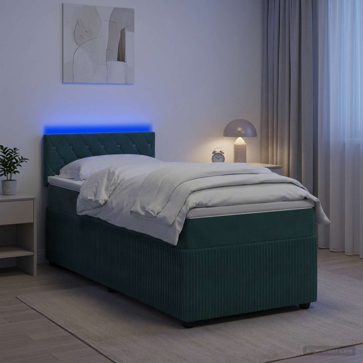 Boxmadras med topmadras Mørkegrøn 80 x 200 cm Fløjl
