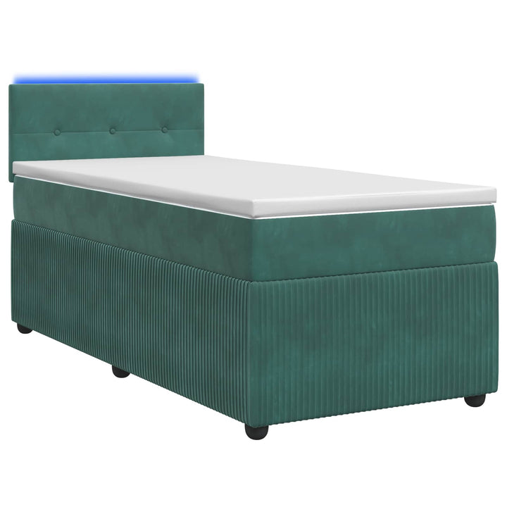 Boxmadras med topmadras Mørkegrøn 90 x 190 cm Fløjl