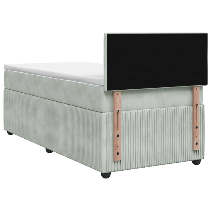 Boxmadras med topmadras Lysegrå 100 x 200 cm Fløjl