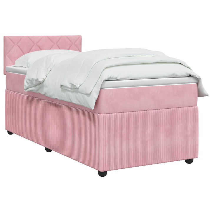 Boxmadras med topmadras Lyserød 100 x 200 cm Fløjl