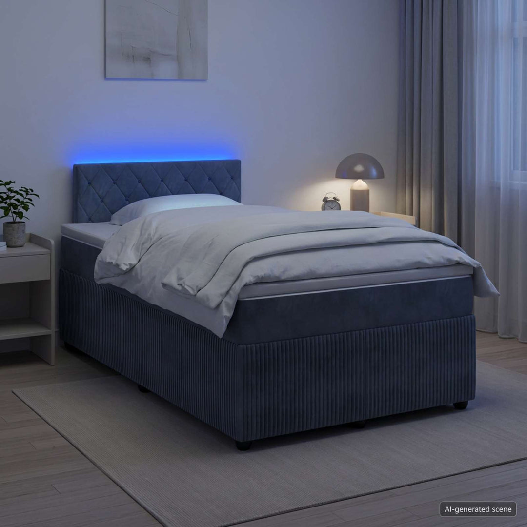 Boxmadras med topmadras Mørkegrå 120 x 190 cm Fløjl