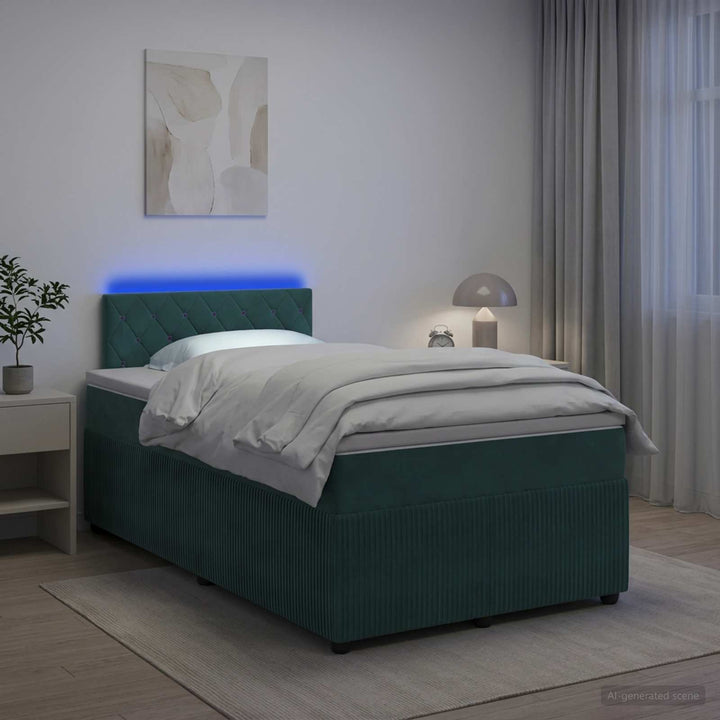 Boxmadras med topmadras Mørkegrøn 120 x 190 cm Fløjl