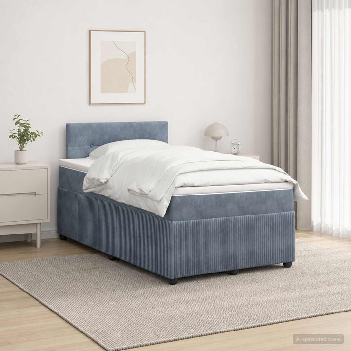 Boxmadras med topmadras Mørkegrå 120 x 190 cm Fløjl