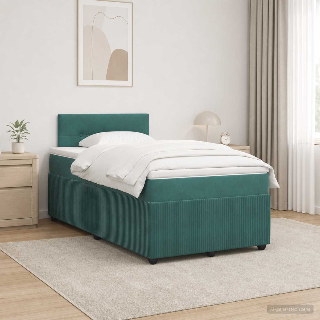 Boxmadras med topmadras Mørkegrøn 120 x 190 cm Fløjl