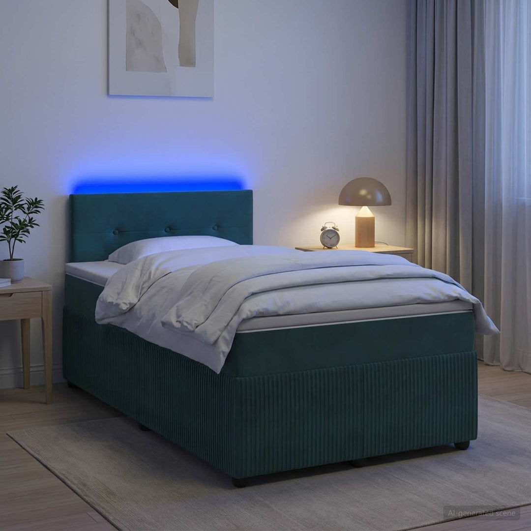 Boxmadras med topmadras Mørkegrøn 120 x 190 cm Fløjl