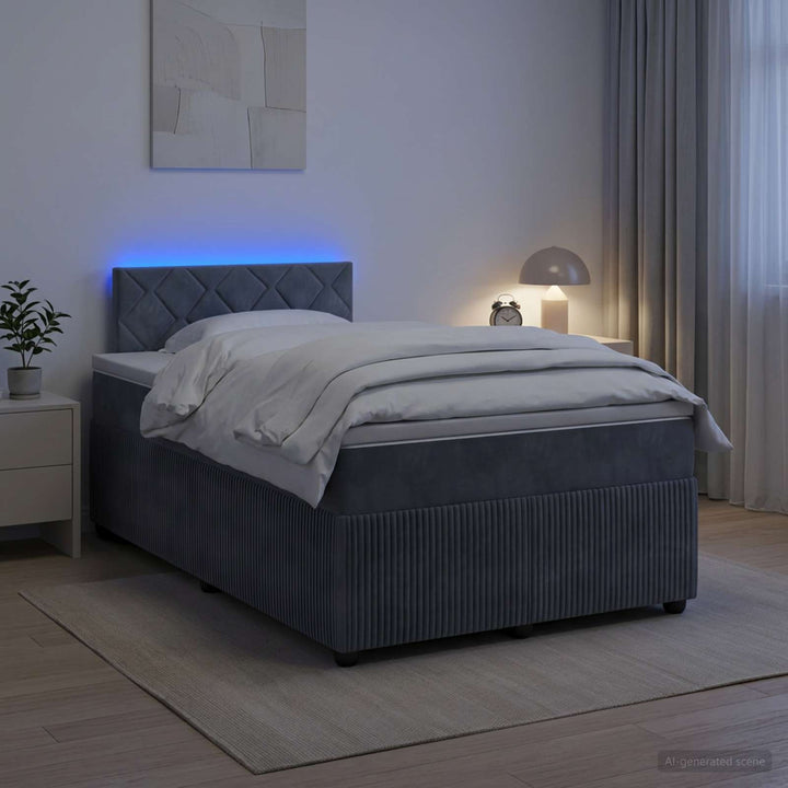 Boxmadras med topmadras Mørkegrå 120 x 200 cm Fløjl