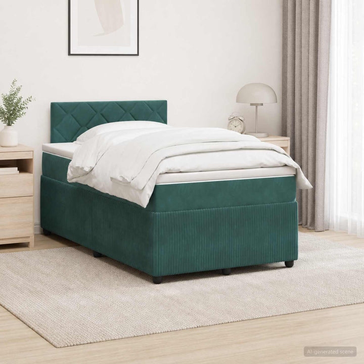 Boxmadras med topmadras Mørkegrøn 120 x 200 cm Fløjl