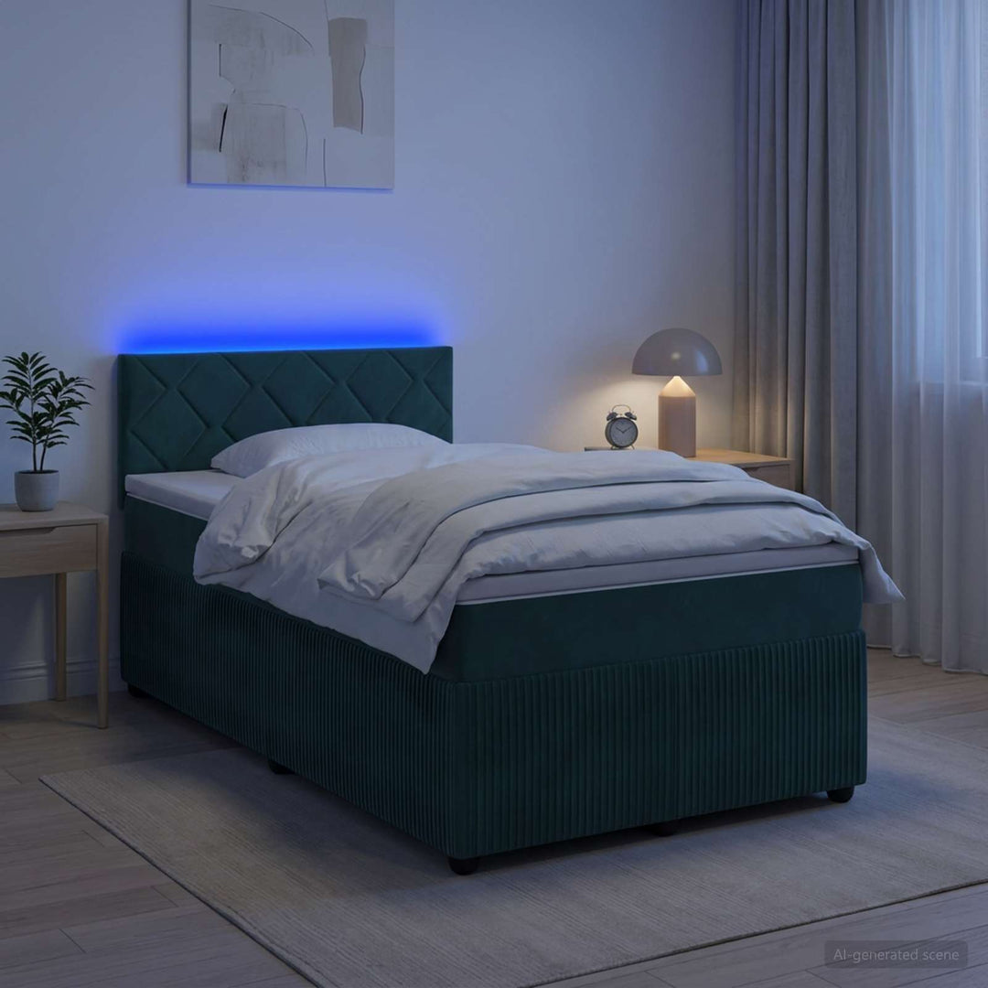 Boxmadras med topmadras Mørkegrøn 120 x 190 cm Fløjl