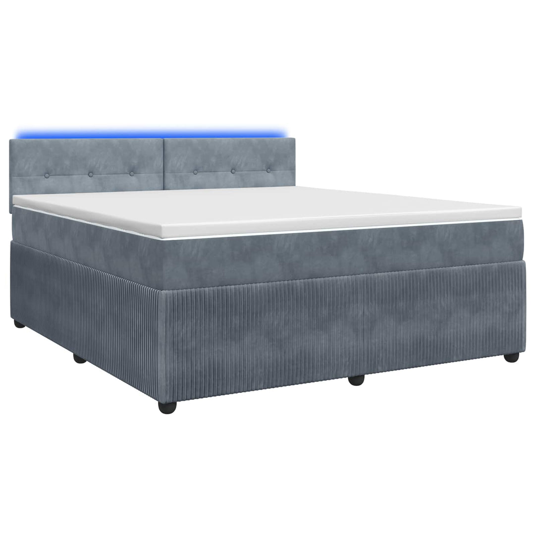 Boxmadras med topmadras Mørkegrå 140 x 190 cm Fløjl