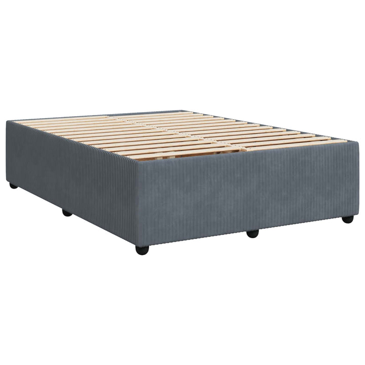 Boxmadras med topmadras Mørkegrå 140 x 190 cm Fløjl