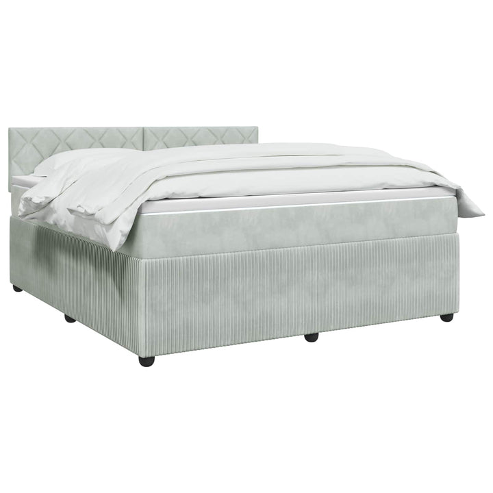 Boxmadras med topmadras Lysegrå 140 x 190 cm Fløjl