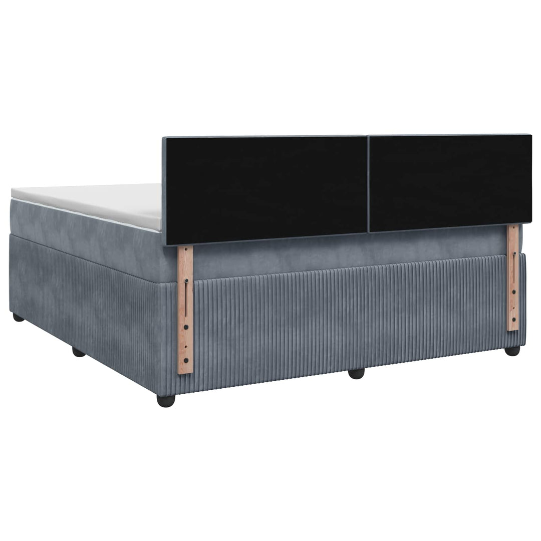 Boxmadras med topmadras Mørkegrå 140 x 200 cm Fløjl