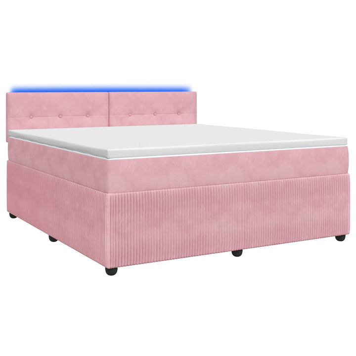 Boxmadras med topmadras Lyserød 160 x 200 cm Fløjl