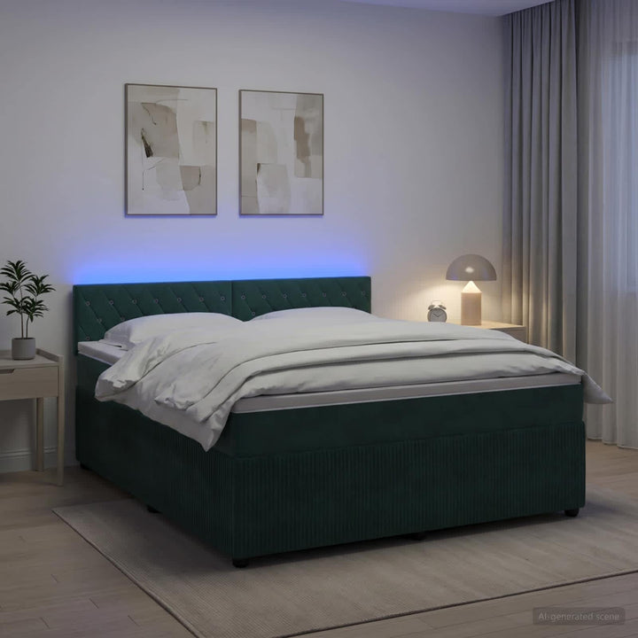 Boxmadras med topmadras Mørkegrøn 140 x 190 cm Fløjl
