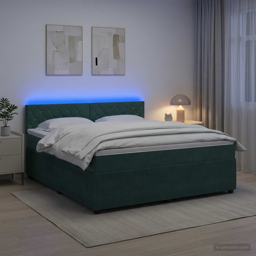 Boxmadras med topmadras Mørkegrøn 140 x 190 cm Fløjl