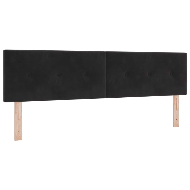 Boxmadras med topmadras med hovedgærde Sort 180 x 200 cm Fløjl