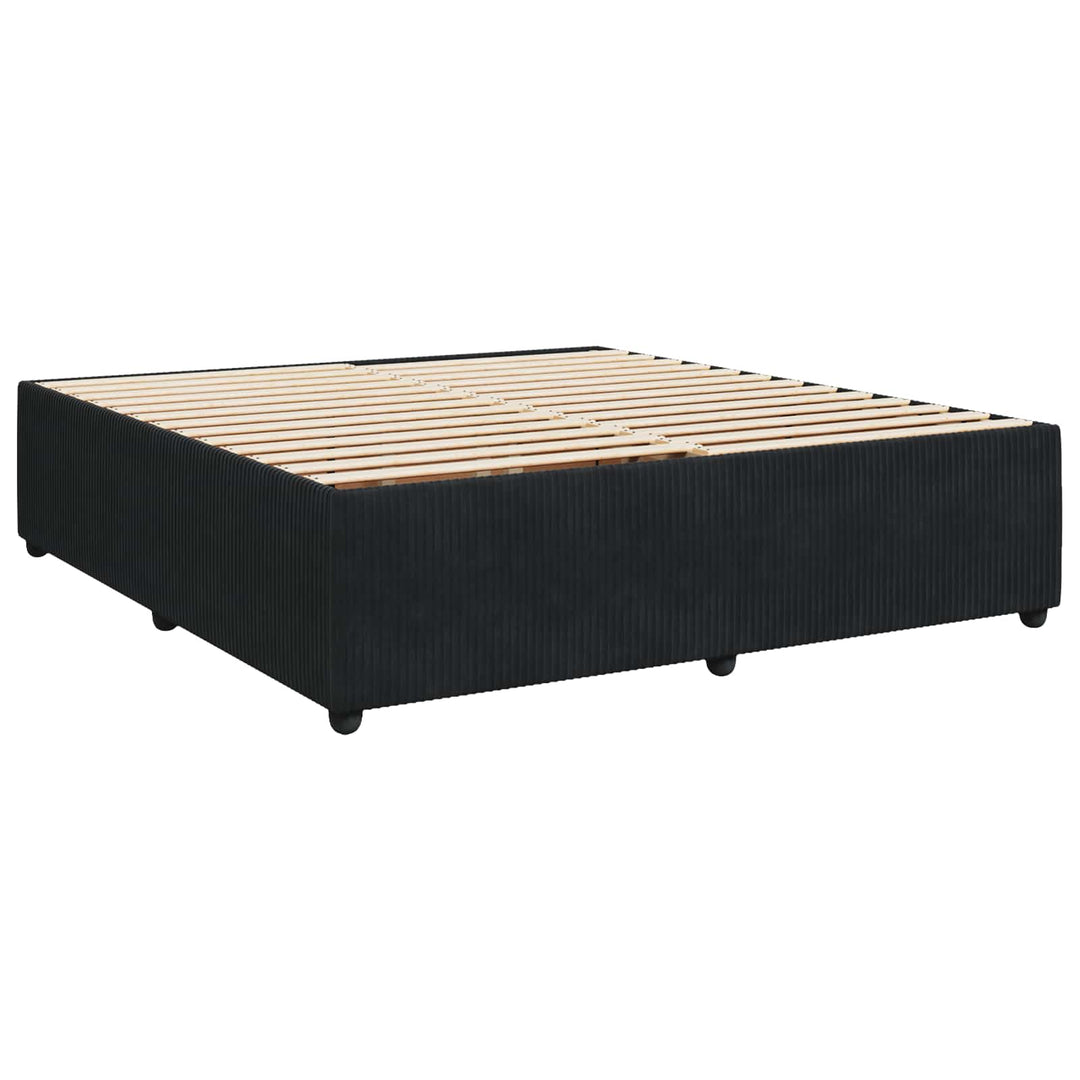 Boxmadras med topmadras med hovedgærde Sort 180 x 200 cm Fløjl