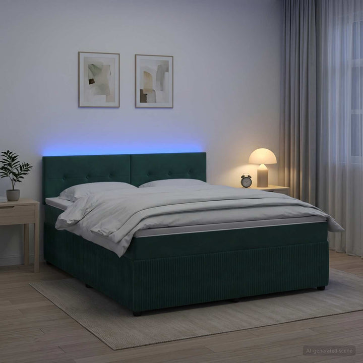 Boxmadras med topmadras Mørkegrøn 140 x 190 cm Fløjl