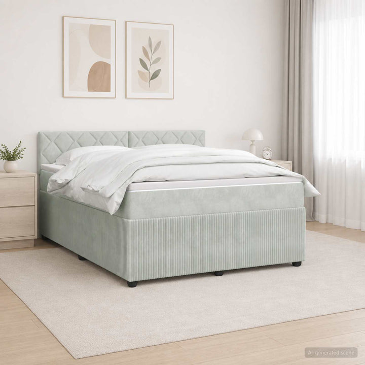 Boxmadras med topmadras Lysegrå 140 x 190 cm Fløjl