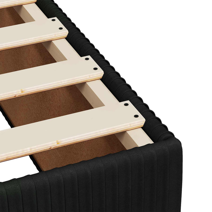 Boxmadras med topmadras med hovedgærde Sort 180 x 200 cm Fløjl