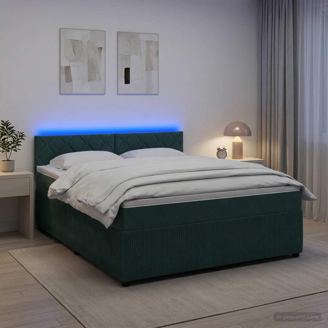Boxmadras med topmadras Mørkegrøn 140 x 190 cm Fløjl