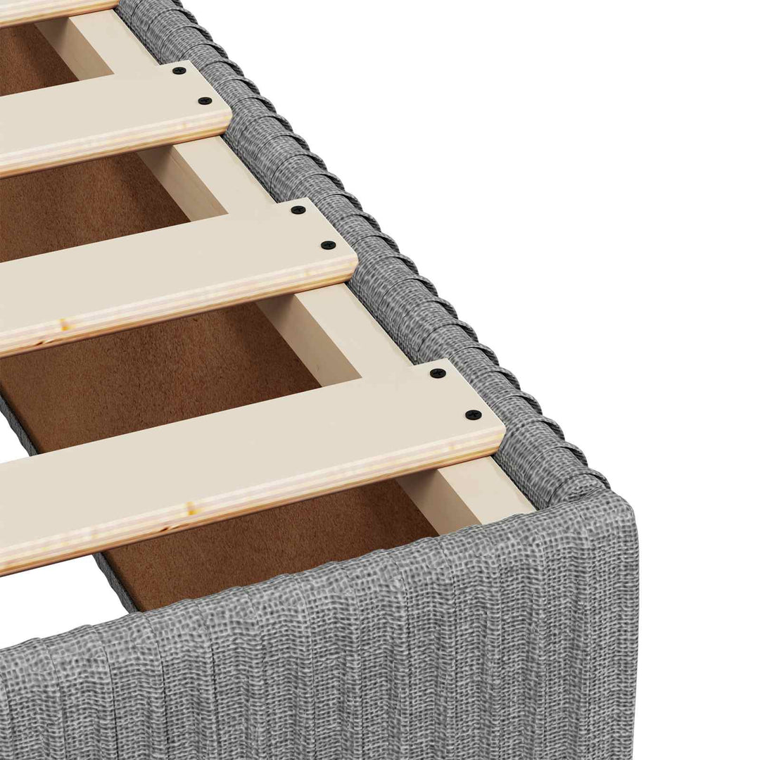 Box Spring Seng med Madras og LED Lysegrå 90 x 190 cm Stof