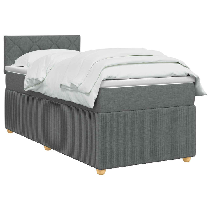 Box Spring Seng med Madras og LED Mørkegrå 90 x 190 cm Stof