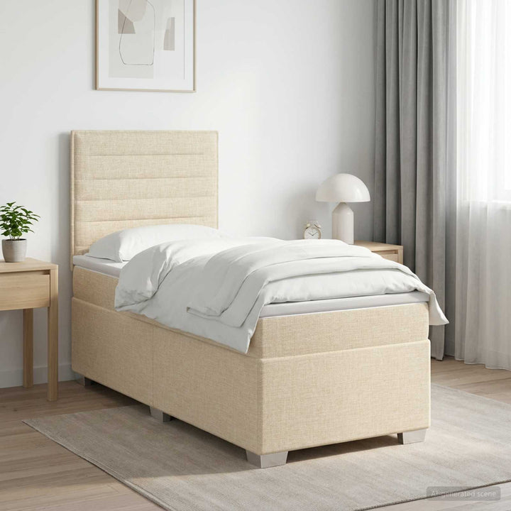 Boxmadras med topmadras Cremefarvet 90 x 190 cm Stof