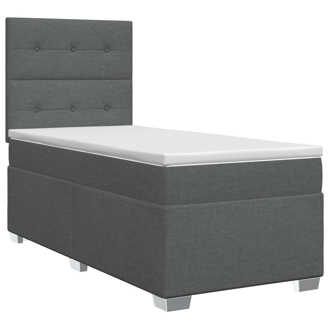 Boxmadras med topmadras Mørkegrå 80 x 200 cm Stof