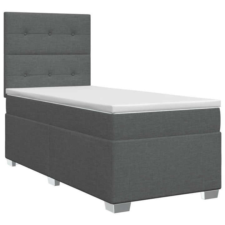 Boxmadras med topmadras Mørkegrå 80 x 200 cm Stof