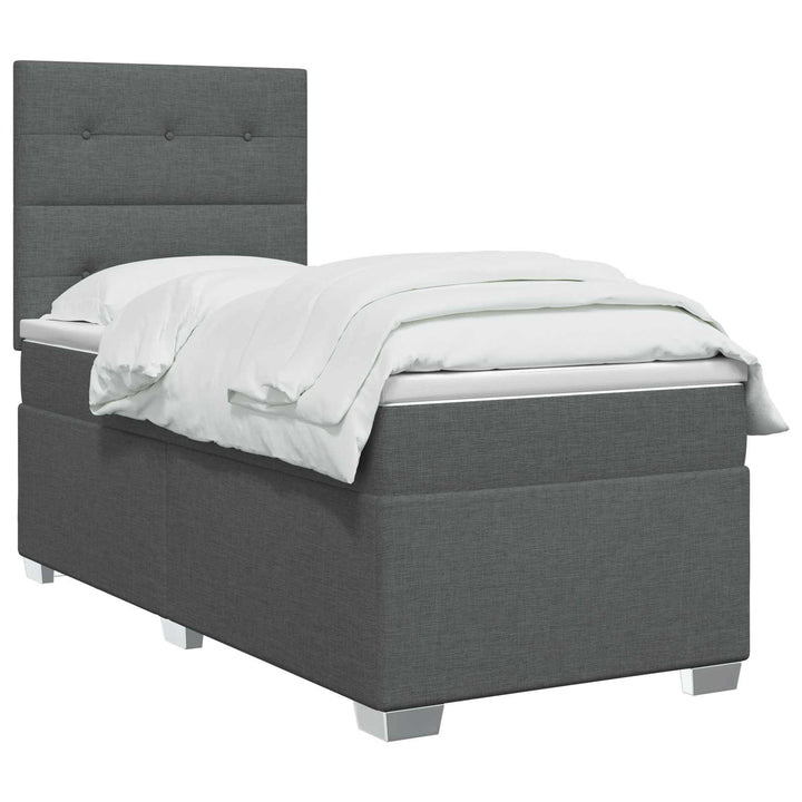 Boxmadras med topmadras Mørkegrå 80 x 200 cm Stof