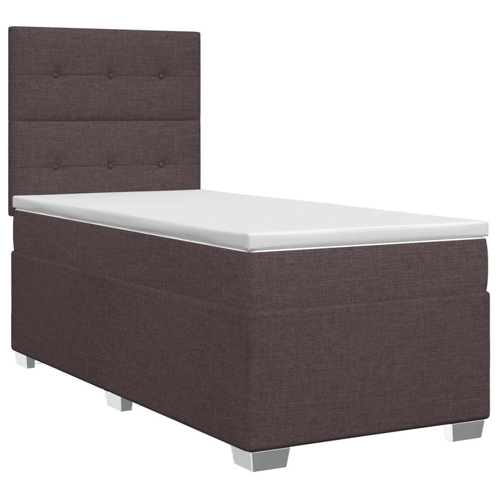 Boxmadras med topmadras Mørk Brun 80 x 200 cm Stof