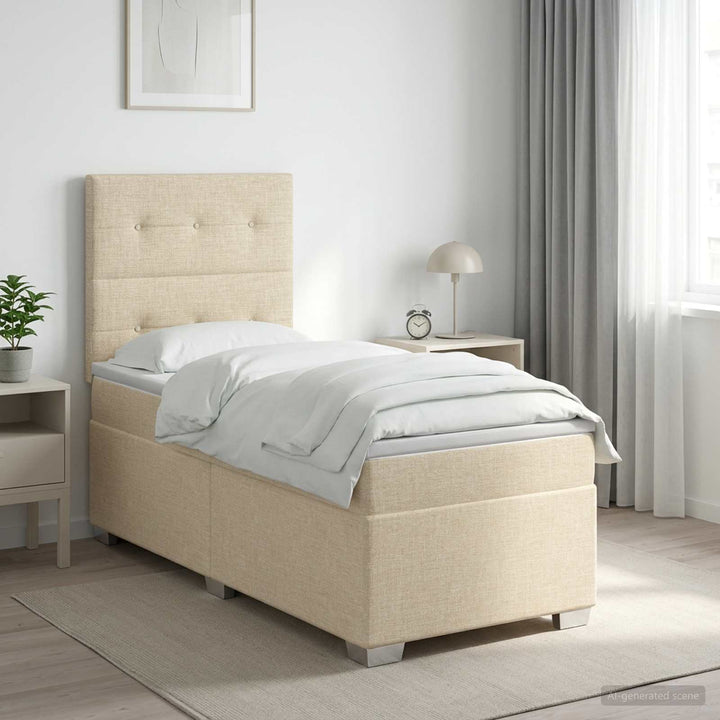 Boxmadras med topmadras Cremefarvet 90 x 200 cm Stof