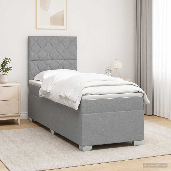 Boxmadras med topmadras Lysegrå 100 x 200 cm Stof