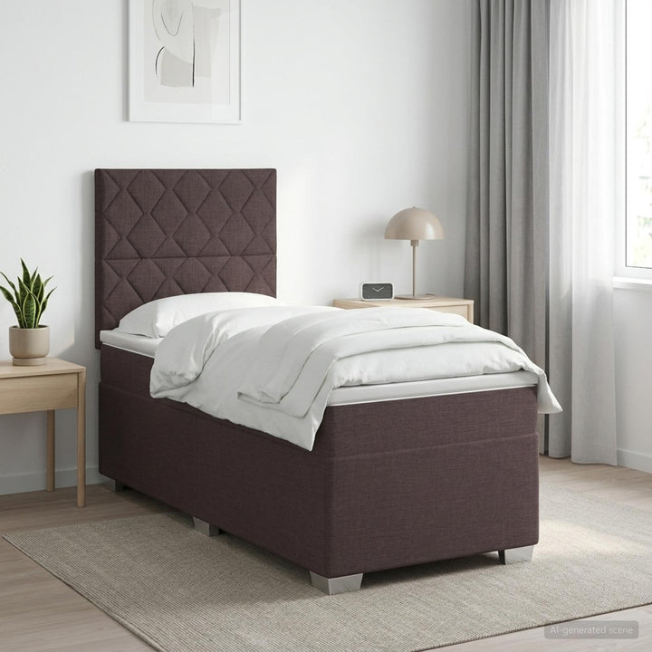 Boxmadras med topmadras Mørk Brun 100 x 200 cm Stof