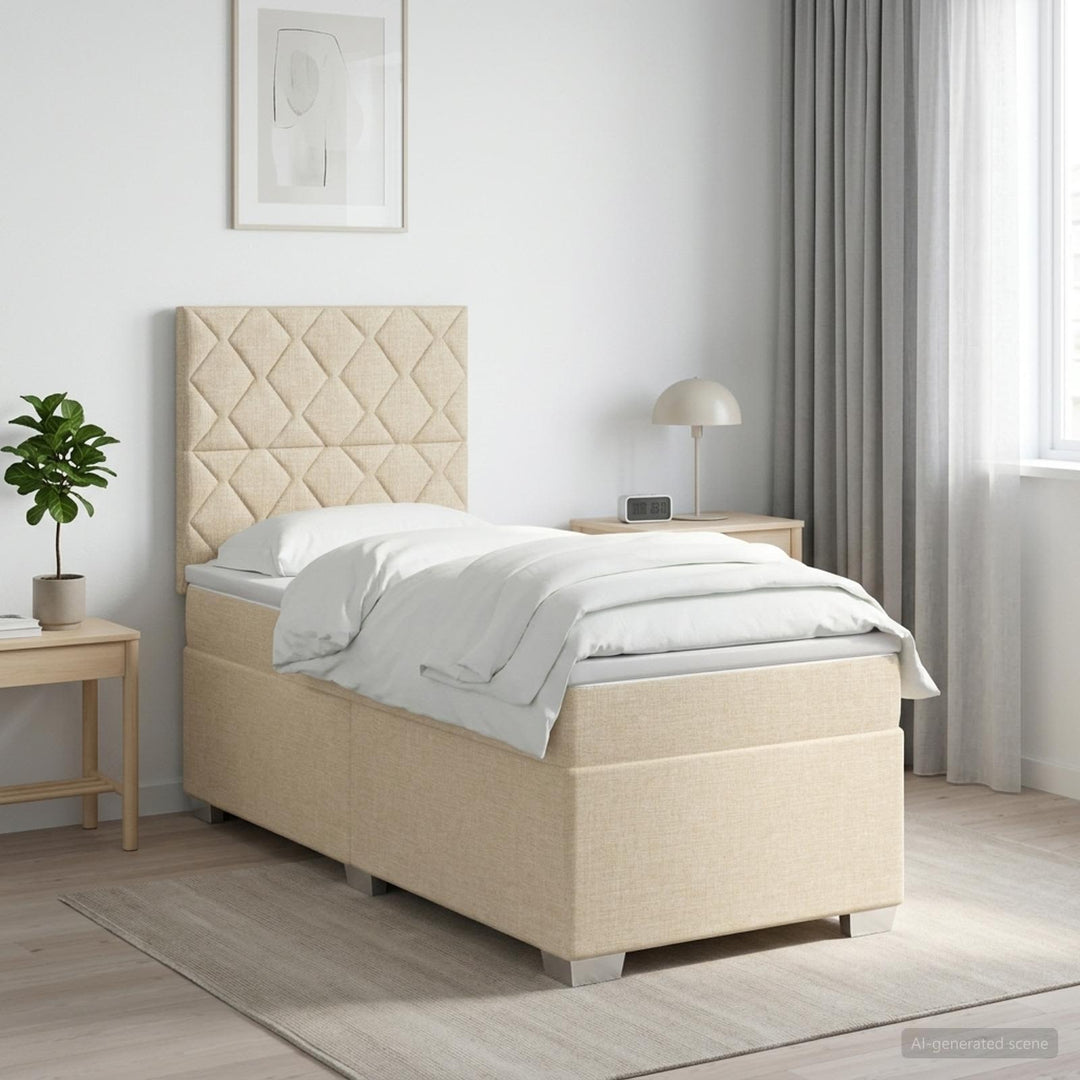 Boxmadras med topmadras Cremefarvet 90 x 190 cm Stof