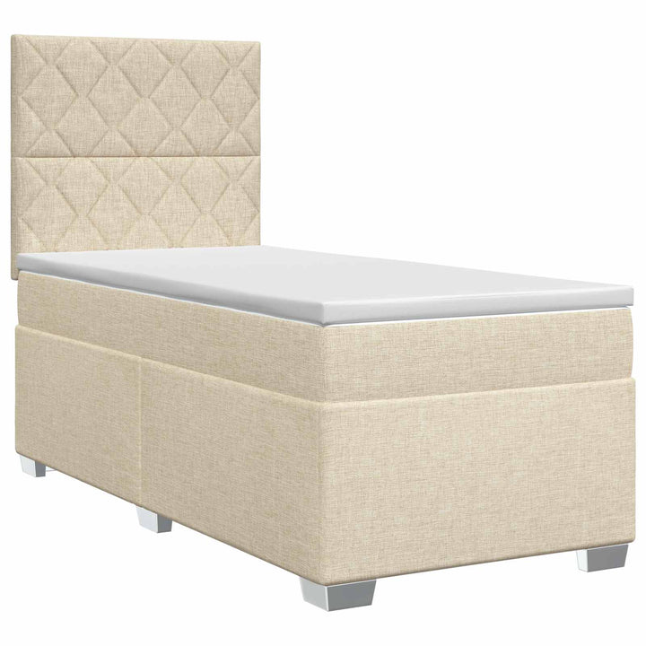 Boxmadras med topmadras Cremefarvet 80 x 200 cm Stof