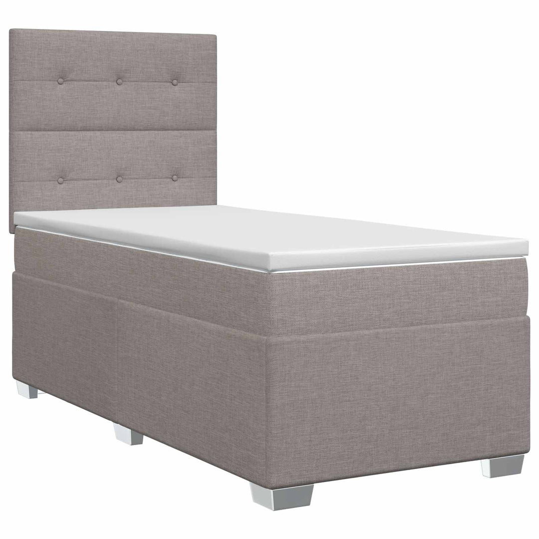 Boxmadras med topmadras med hovedgærde Gråbrun 90 x 190 cm Stof