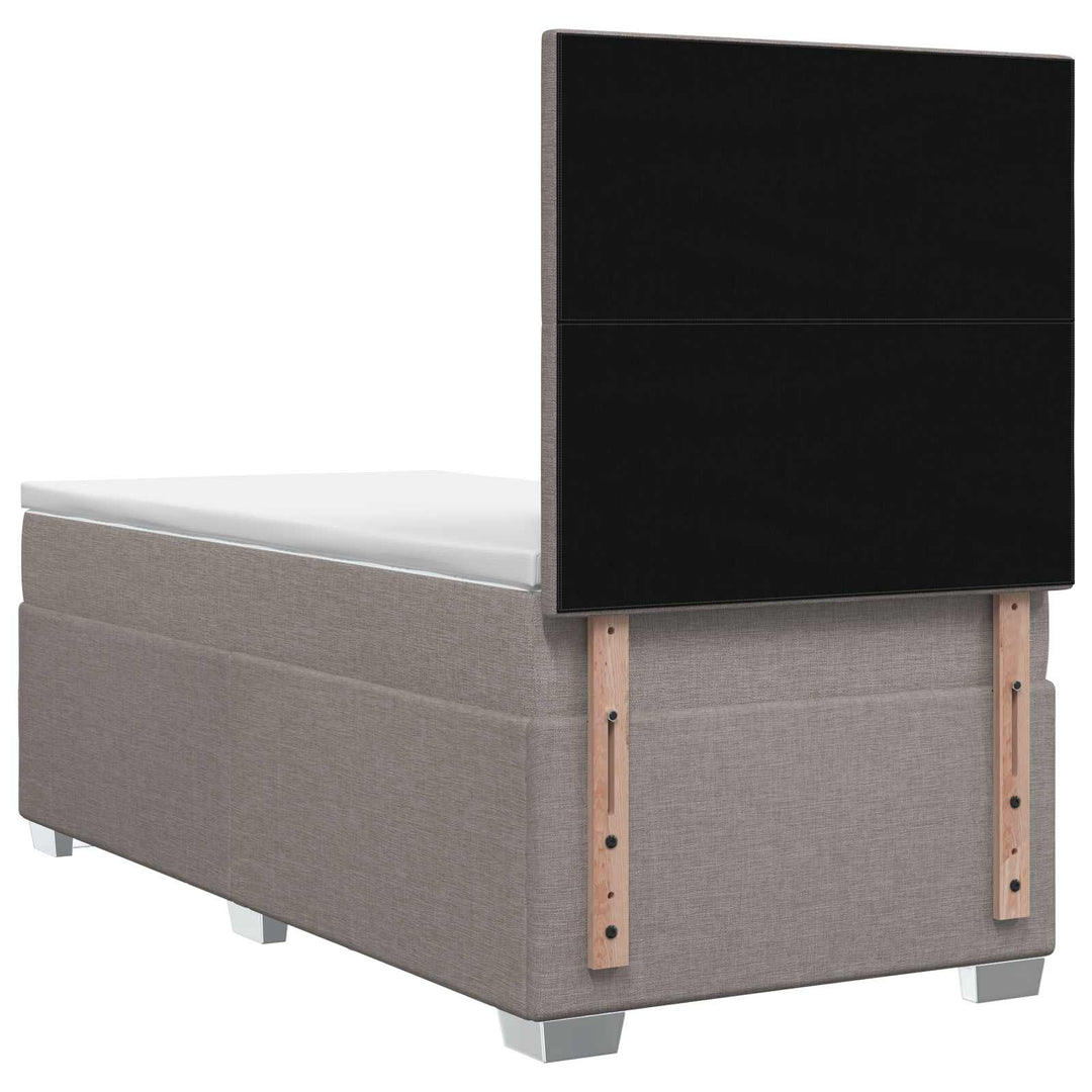 Boxmadras med topmadras med hovedgærde Gråbrun 90 x 190 cm Stof