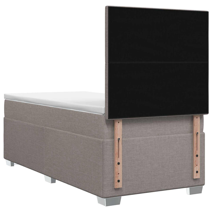 Boxmadras med topmadras med hovedgærde Gråbrun 90 x 190 cm Stof