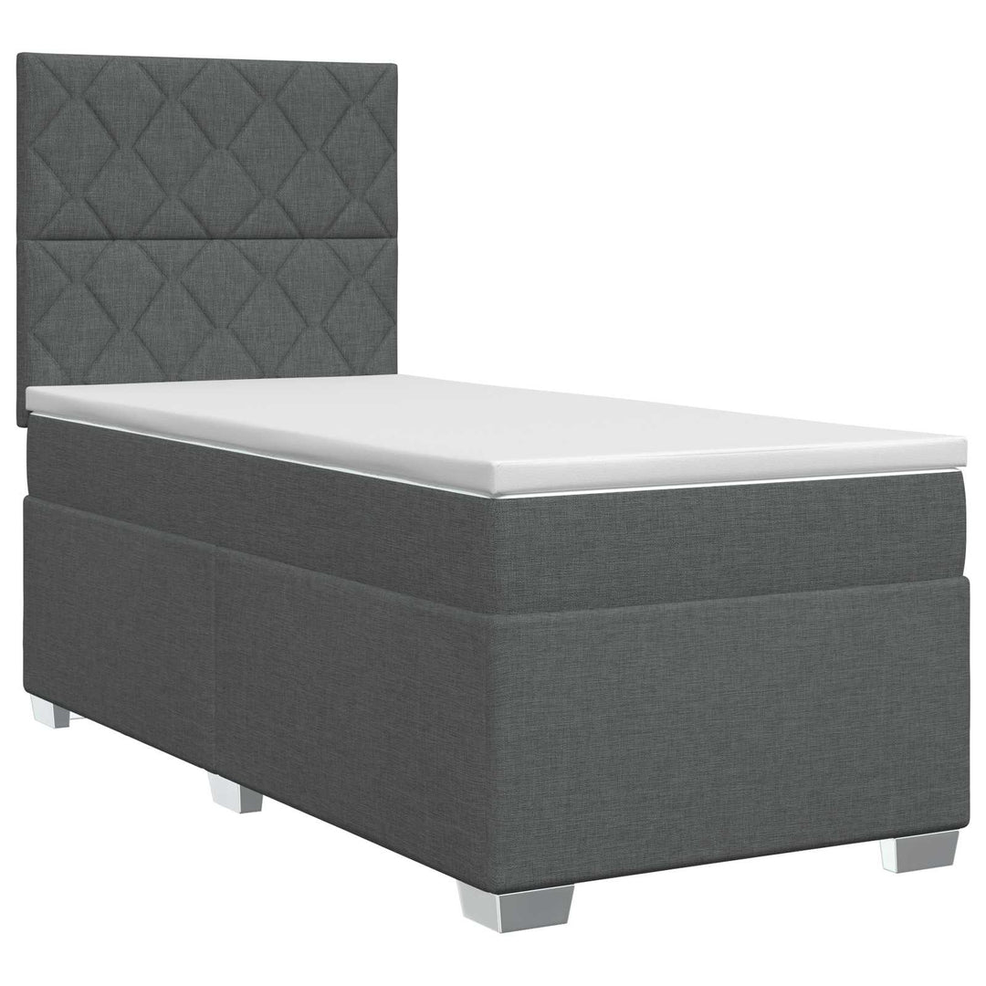 Boxmadras med topmadras Mørkegrå 90 x 190 cm Stof