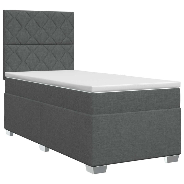 Boxmadras med topmadras Mørkegrå 90 x 190 cm Stof